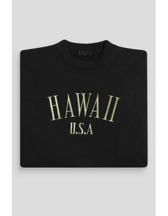 Hawaii Embroidered Sweatshirt Black