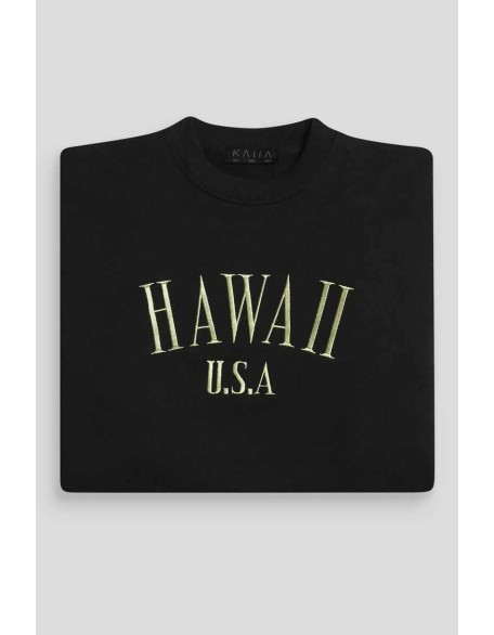 Hawaii Embroidered Sweatshirt Black