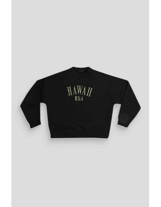 Hawaii Embroidered Sweatshirt Black