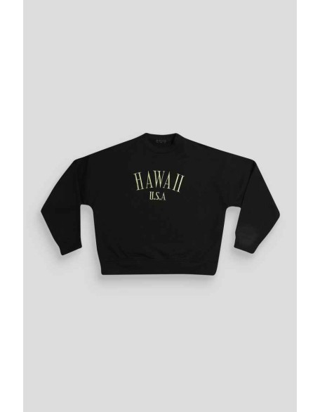 Hawaii Embroidered Sweatshirt Black