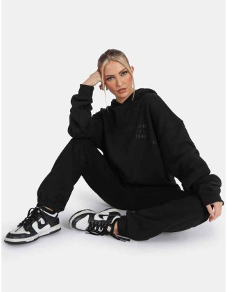 Oversized Fit Printed Jogger Black