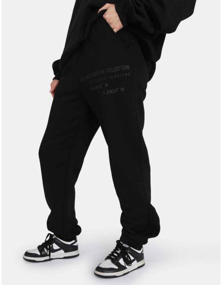 Oversized Fit Printed Jogger Black