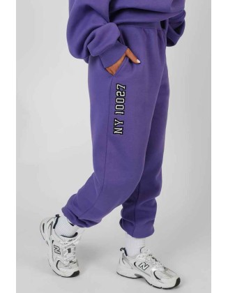 Embroidered Slogan 90'S Jogger Purple