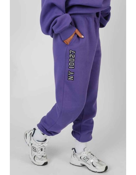 Embroidered Slogan 90'S Jogger Purple