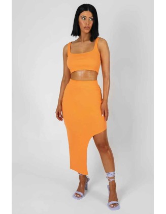 Extreme Split Ribbed Midi Skirt Mango