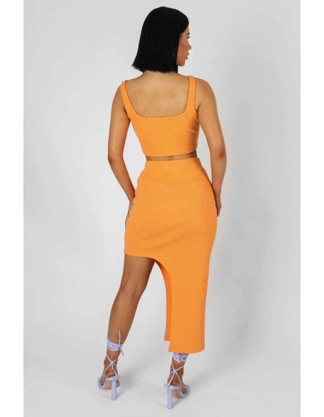 Extreme Split Ribbed Midi Skirt Mango