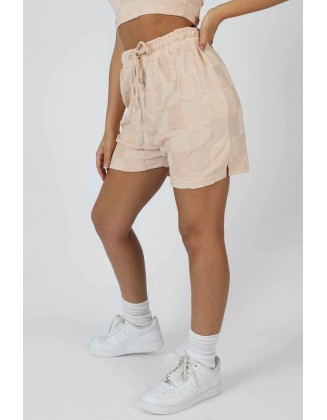 Relaxed Checkerboard Towelling Short Sand