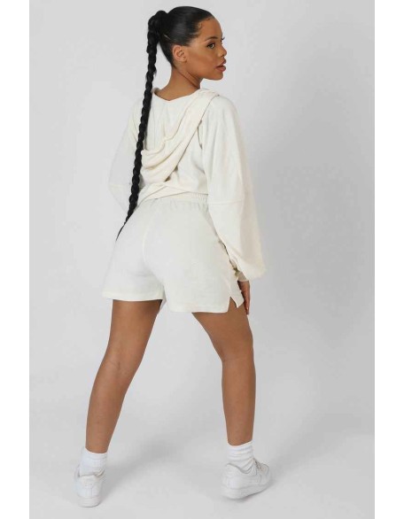 Seam Detail Towelling Relaxed Short Ecru