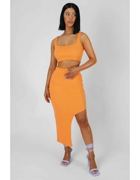 Square Neck Ribbed Crop Top Mango