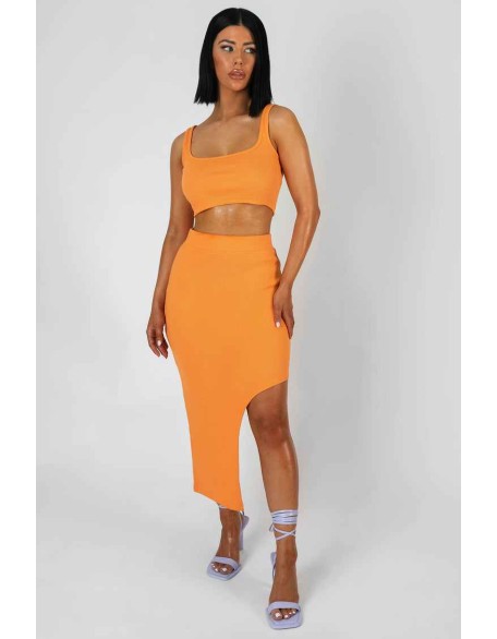 Square Neck Ribbed Crop Top Mango