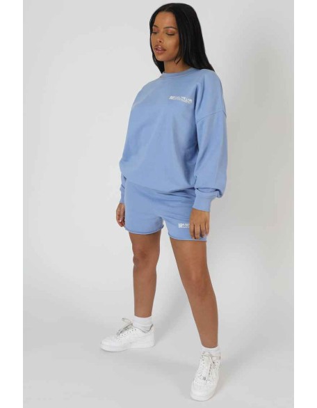 Graphic Qr Code Oversized Sweatshirt Bluebell