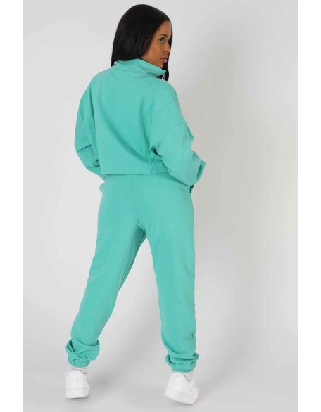 Half Zip Pullover Crop Sweatshirt Peppermint