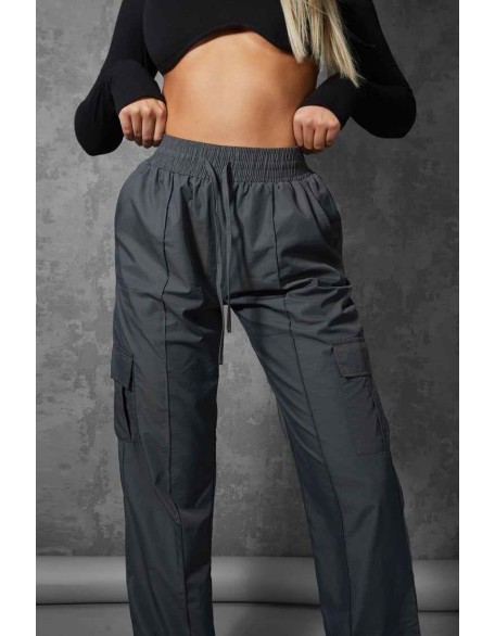 Split Hem Cargo Trousers Grey