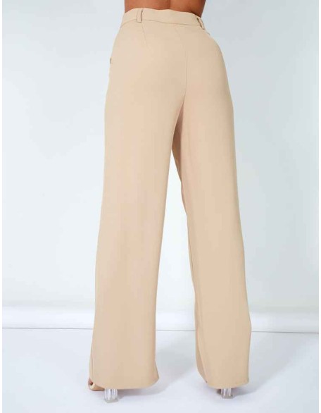 Split Detail High Waisted Dad Trouser Sand