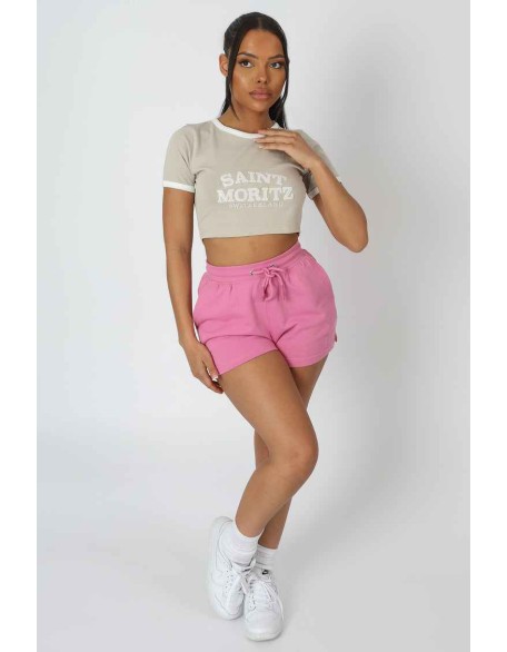 Cropped Baby Tee Saint Morez Slogan Oatmeal