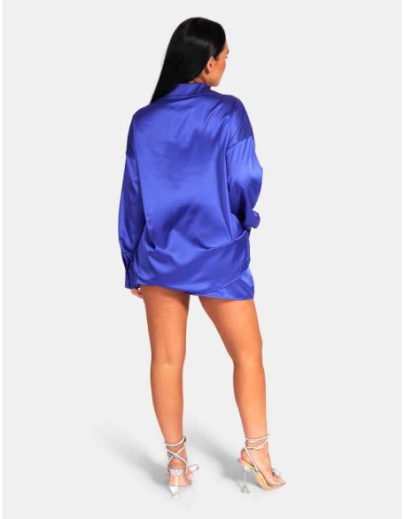 Oversized Satin Shirt Purple