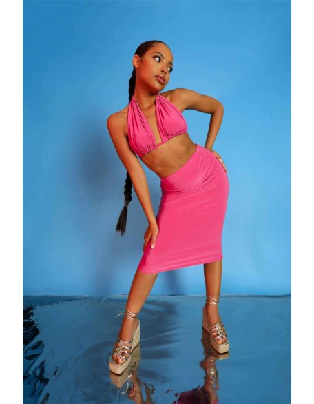 Slinky Halterneck Top Pink