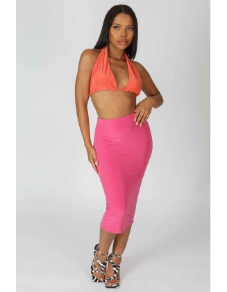 Slinky Halterneck Top Orange