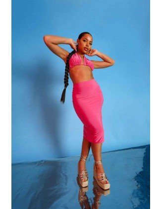Slinky Midi Skirt Pink
