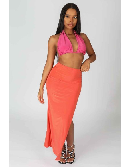 Slinky Midaxii Skirt Orange
