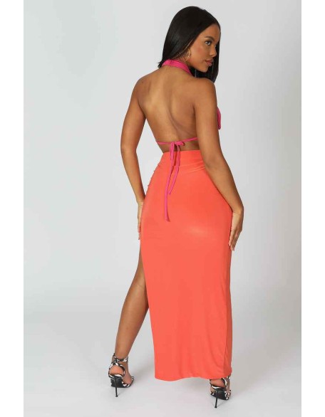 Slinky Midaxii Skirt Orange