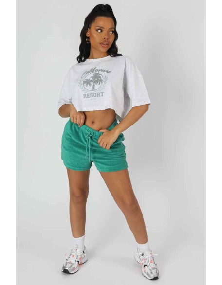 California Resort Cropped T-Shirt Oatmeal Marl