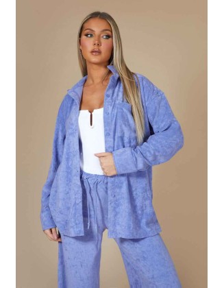 Oversized Towelling Shirt Purple