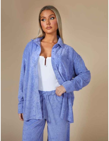 Oversized Towelling Shirt Purple