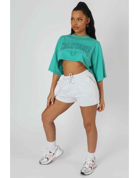 California Super Crop T-Shirt Turquoise