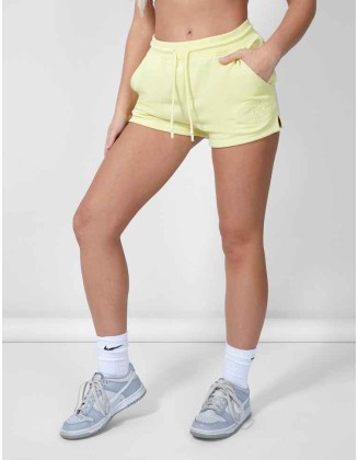 Embroidered Split Side Shorts Lemon