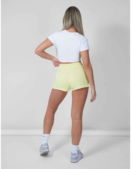Embroidered Split Side Shorts Lemon