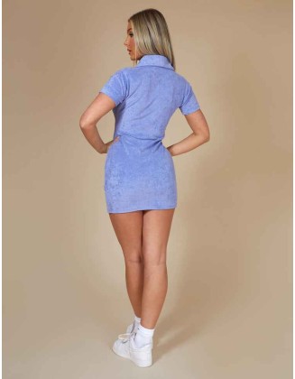 Towelling Ruched Front Dress Purple