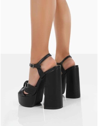 Kiss Black Pu Platform Sandal High Heels