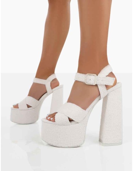 Content Ecru Towelling Chunky Platform Sandal High Heels