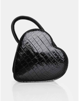 The Roux Black Croc Heart Grab Bag