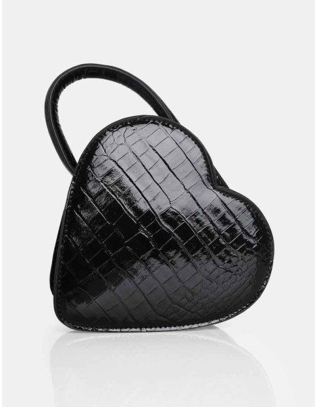 The Roux Black Croc Heart Grab Bag