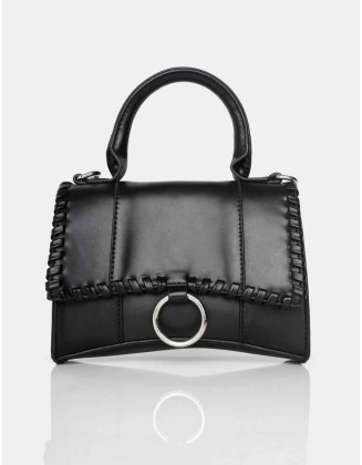The Roxi Black Plaited Edge Mini Handbag