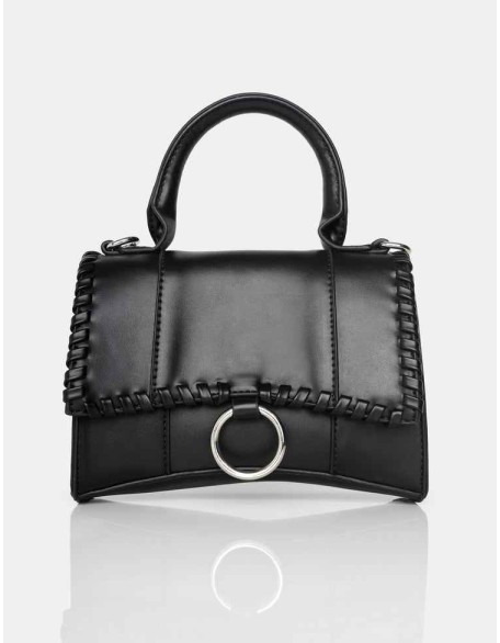 The Roxi Black Plaited Edge Mini Handbag
