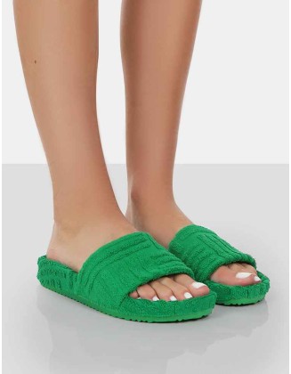 Juice Green Terry Towling Sliders