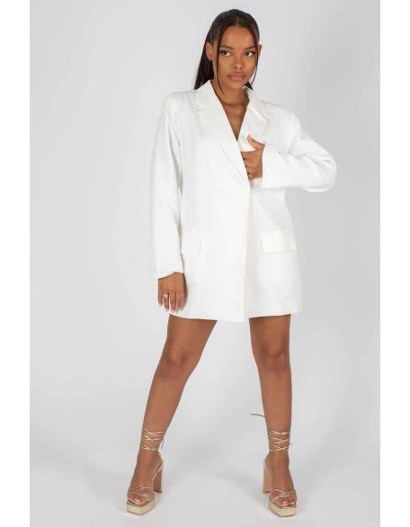 Wrap Belt Blazer Dress White