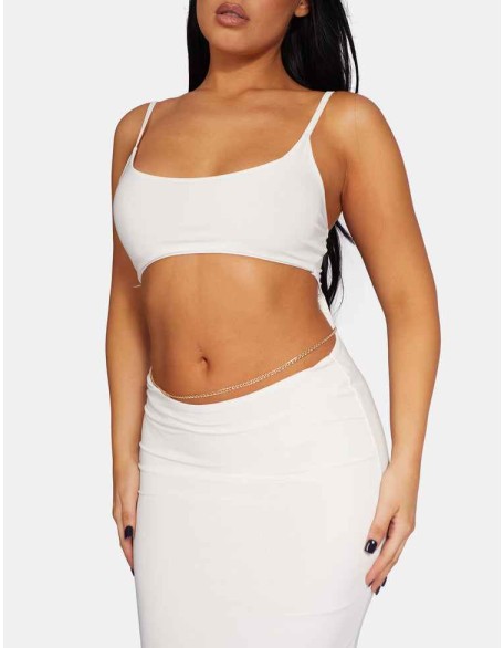 Strappy Low Waist Midaxi Dress White