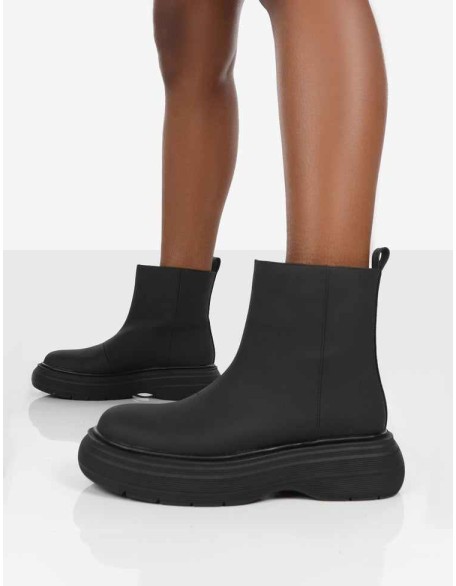 Caia Black Chunky Sole Ankle Boot