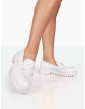 Ziggy White PU Triangle Badge Chunky Sole Loafers