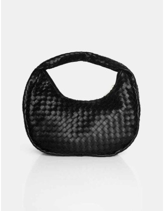 The Capsian Black Woven Pu Grab Bag