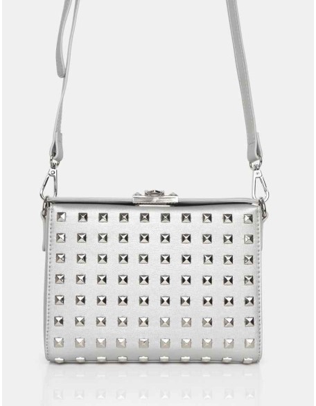 The Jose Silver PU Metal Studded Bag