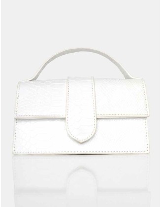 The Mika White Matte Croc Bag