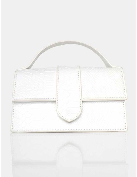 The Mika White Matte Croc Bag