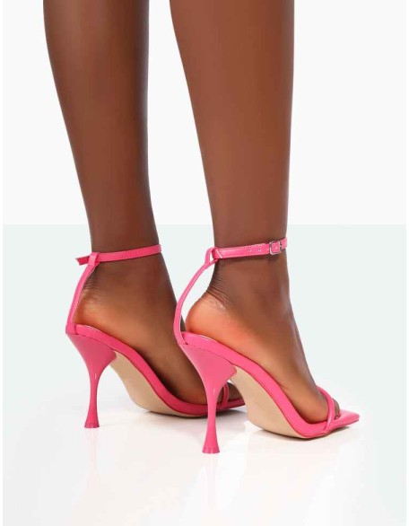 Narla Fuchsia Pink Pu Strappy Barely There High Heels