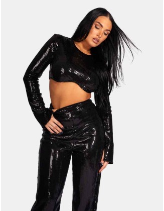 ULTIMATE SEQUIN UNDERBUST TOP BLACK