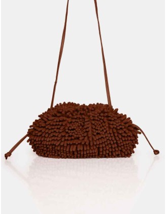 The Ausha Chocolate Chenille Clutch Bag